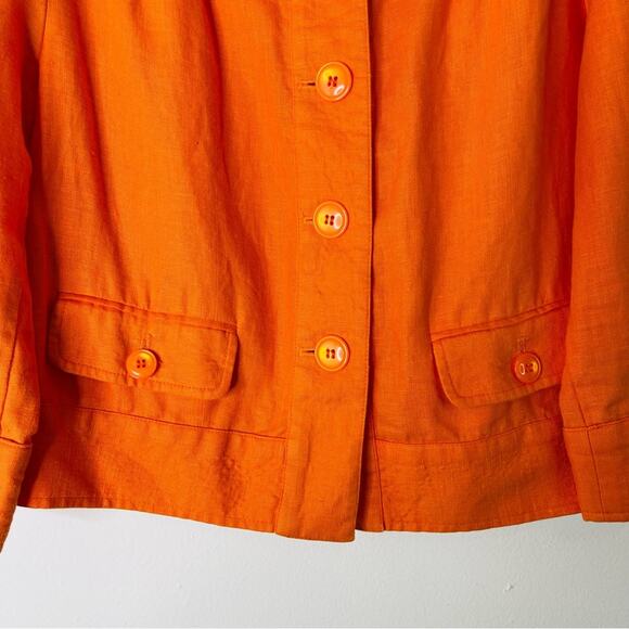 Elliott Lauren orange linen cropped button coastal lightweight jacket 8 - Picture 3 of 5